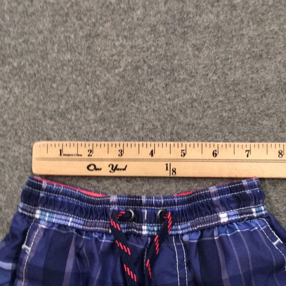 Carter’s Baby Boy Sz 6-9M Swim Trunks Blue Plaid Pull On Swimwear Preppy Beach - Picture 4 of 5